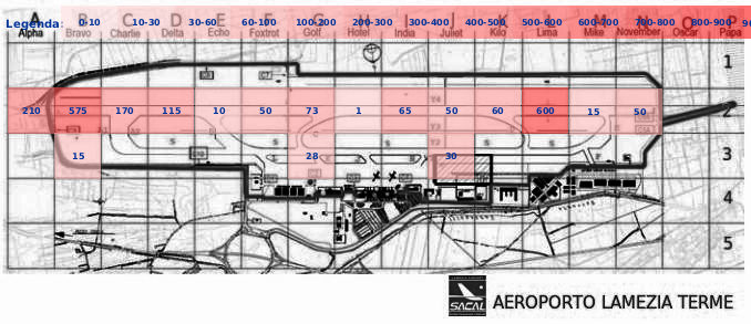 Mappa concentrazione Rondine in aeroporto Lamezia Terme