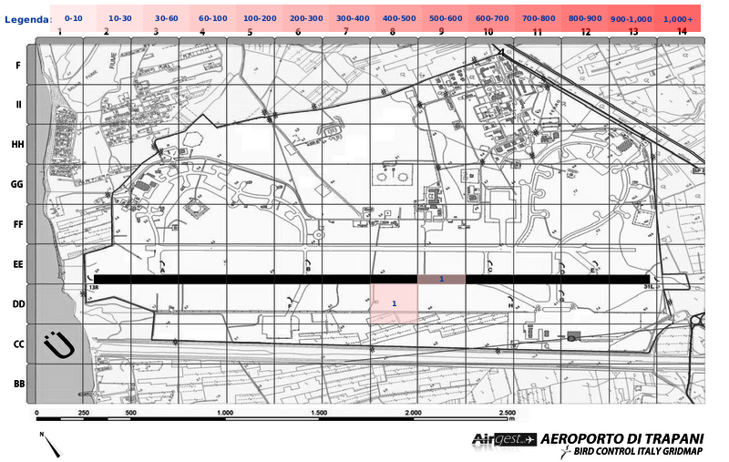 Mappa concentrazione Volpe in aeroporto Trapani Birgi