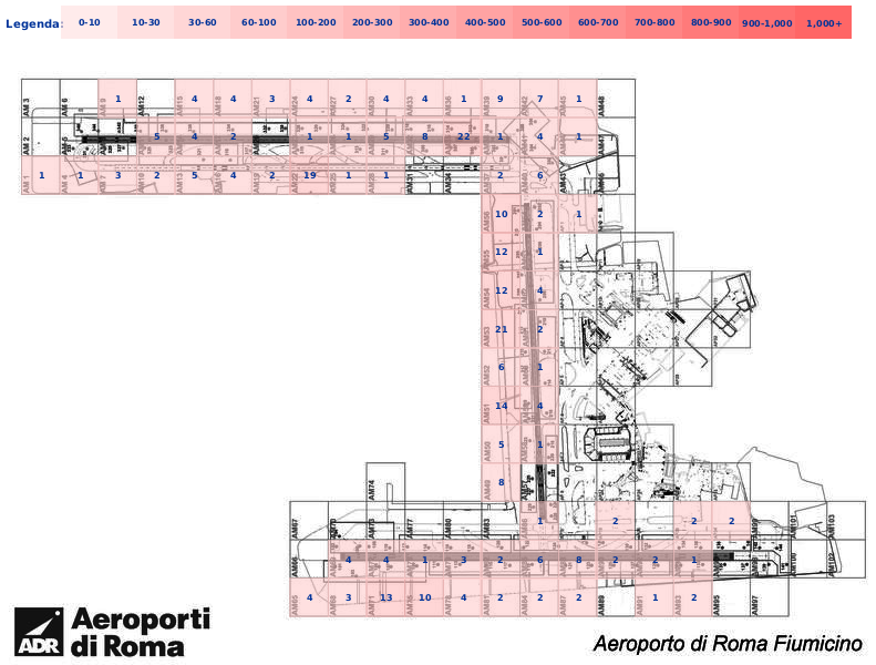 Mappa concentrazione Volpe in aeroporto Roma Fiumicino