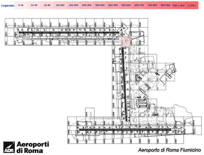 Mappa concentrazione Piviere dorato in aeroporto Roma Fiumicino