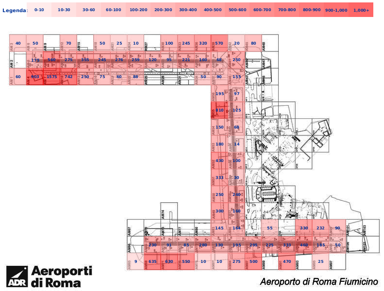 Mappa concentrazione Rondone in aeroporto Roma Fiumicino