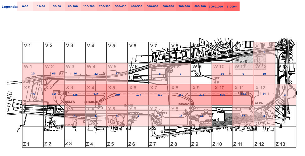 Mappa concentrazione Cornacchia grigia in aeroporto Pescara