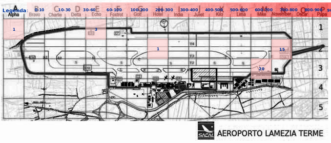 Mappa concentrazione Passera d'Italia in aeroporto Lamezia Terme