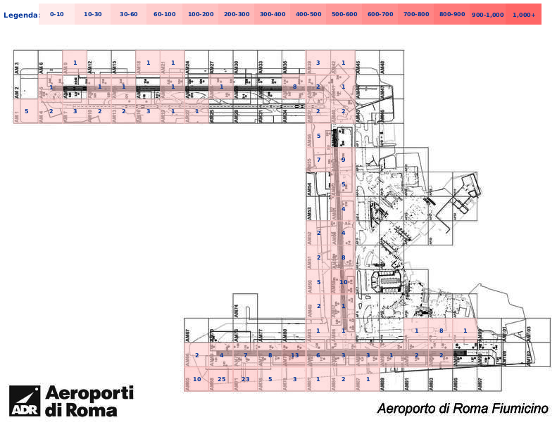 Mappa concentrazione Lepre in aeroporto Roma Fiumicino