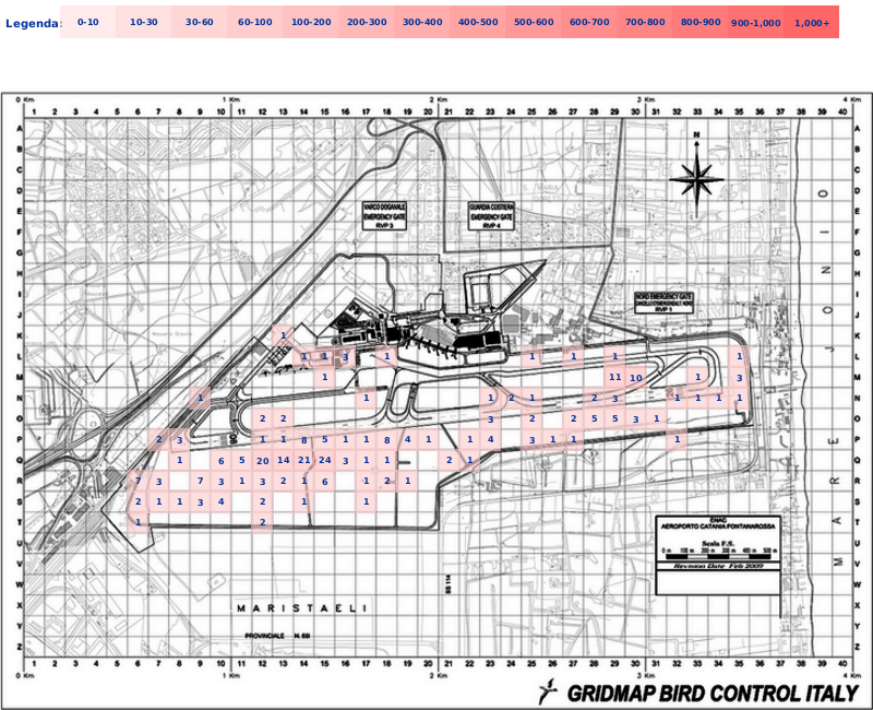 Mappa concentrazione Volpe in aeroporto Catania Fontanarossa