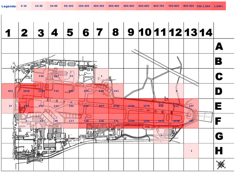 Mappa concentrazione Cornacchia grigia in aeroporto Napoli Capodichino