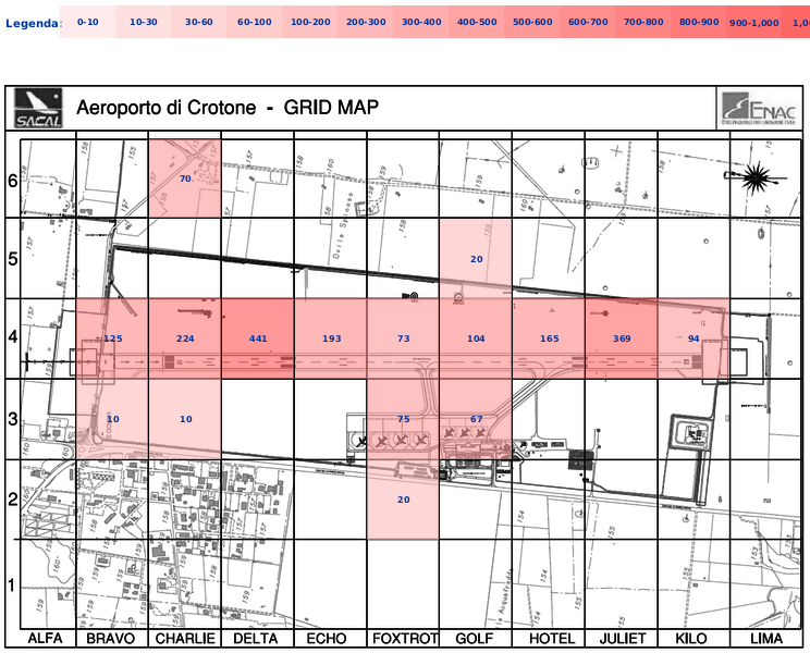 Mappa concentrazione Rondine in aeroporto Crotone