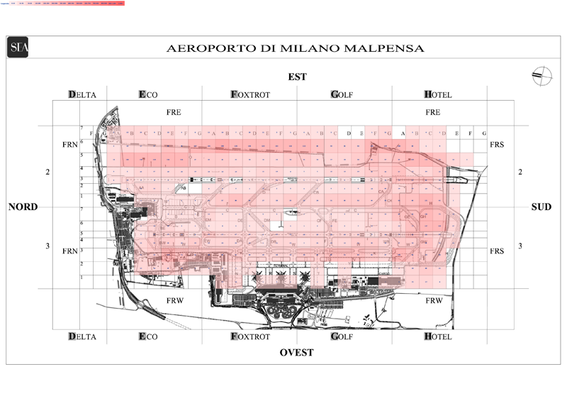 Mappa concentrazione Lepre in aeroporto Milano Malpensa