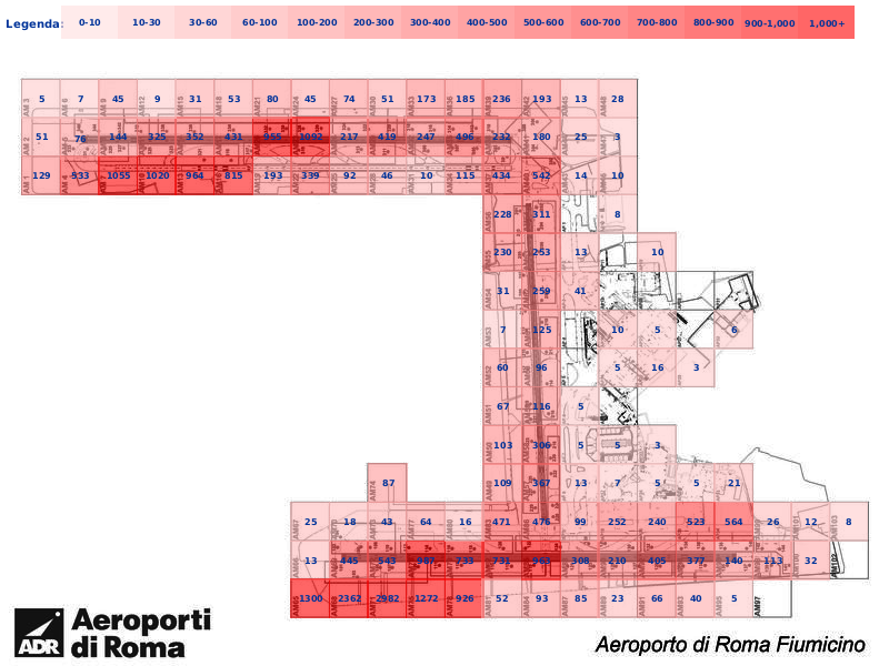 Mappa concentrazione Cornacchia grigia in aeroporto Roma Fiumicino