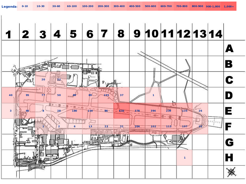 Mappa concentrazione Gheppio in aeroporto Napoli Capodichino