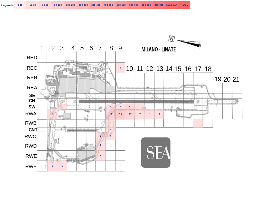 Mappa concentrazione Fagiano in aeroporto Milano Linate