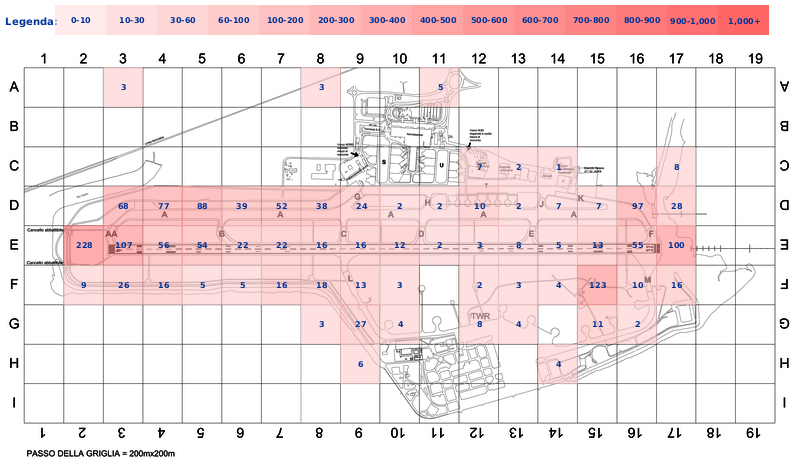 Mappa concentrazione Germano reale in aeroporto Cagliari Elmas