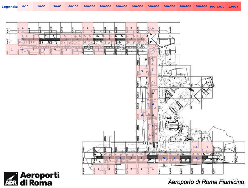 Mappa concentrazione Gheppio in aeroporto Roma Fiumicino