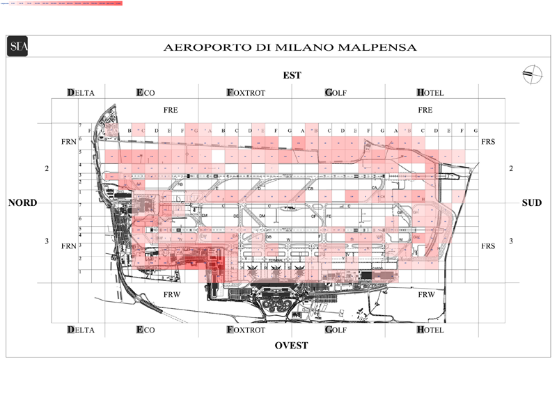 Mappa concentrazione Rondine in aeroporto Milano Malpensa