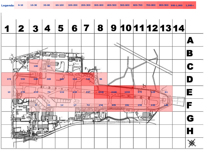 Mappa concentrazione Rondine in aeroporto Napoli Capodichino