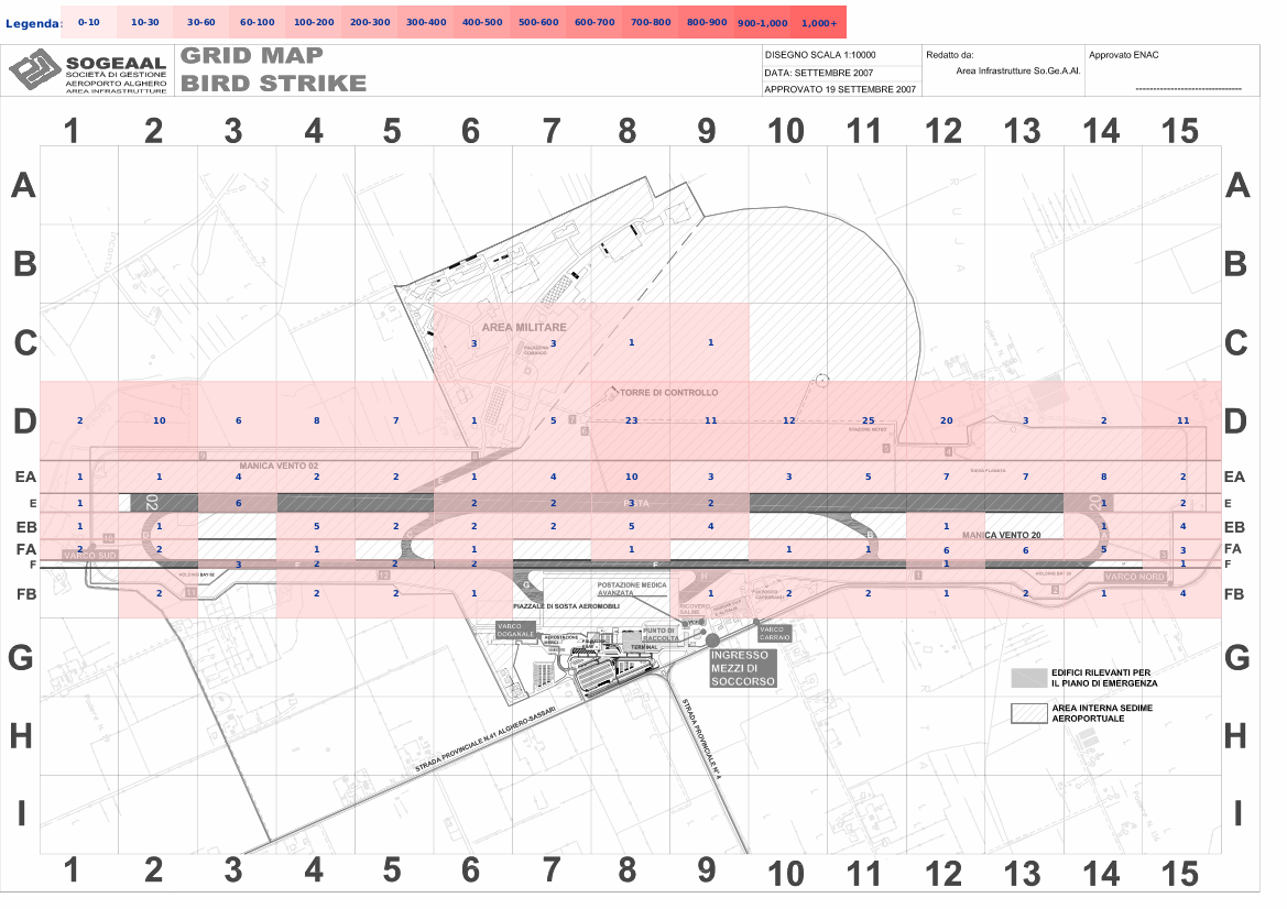Mappa concentrazione Falco di palude in aeroporto Alghero Fertilia
