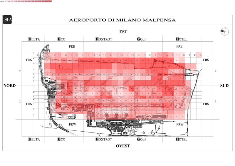 Mappa concentrazione Cornacchia grigia in aeroporto Milano Malpensa