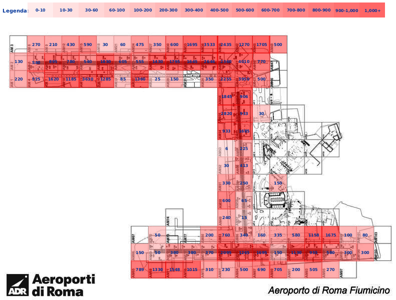 Mappa concentrazione Storno in aeroporto Roma Fiumicino