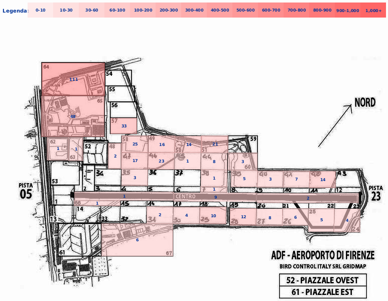 Mappa concentrazione Lepre in aeroporto Firenze Peretola