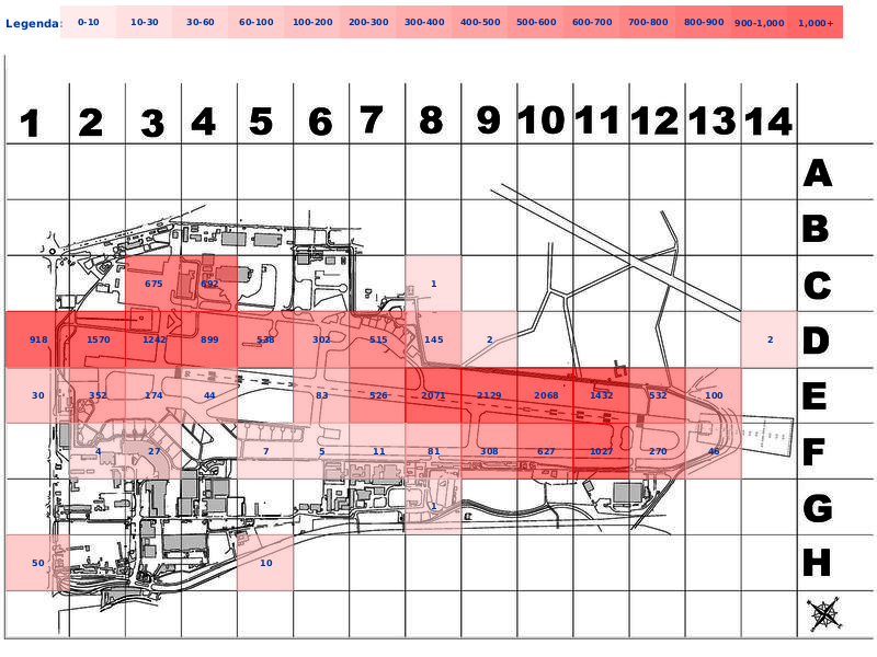 Mappa concentrazione Piccione in aeroporto Napoli Capodichino