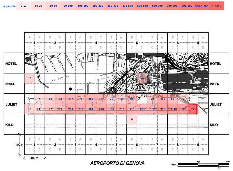 Mappa concentrazione Piccione in aeroporto Genova Sestri