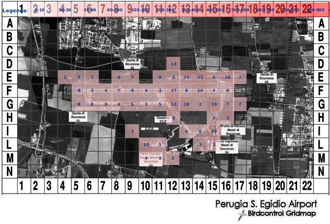 Mappa concentrazione Lepre in aeroporto Perugia