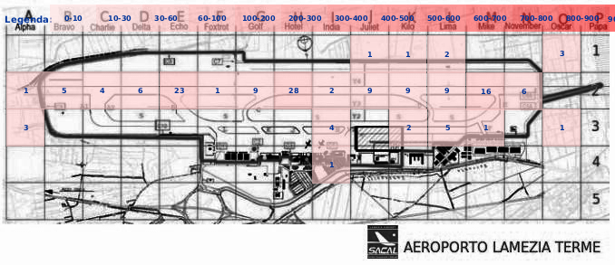 Mappa concentrazione Gheppio in aeroporto Lamezia Terme