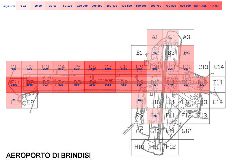 Mappa concentrazione Rondine in aeroporto Brindisi Casale